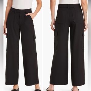 NWOT Wit & Wisdom 'Ab'Solution Skyrise Pleated Wide Leg Cargo Pants Black Sz 12